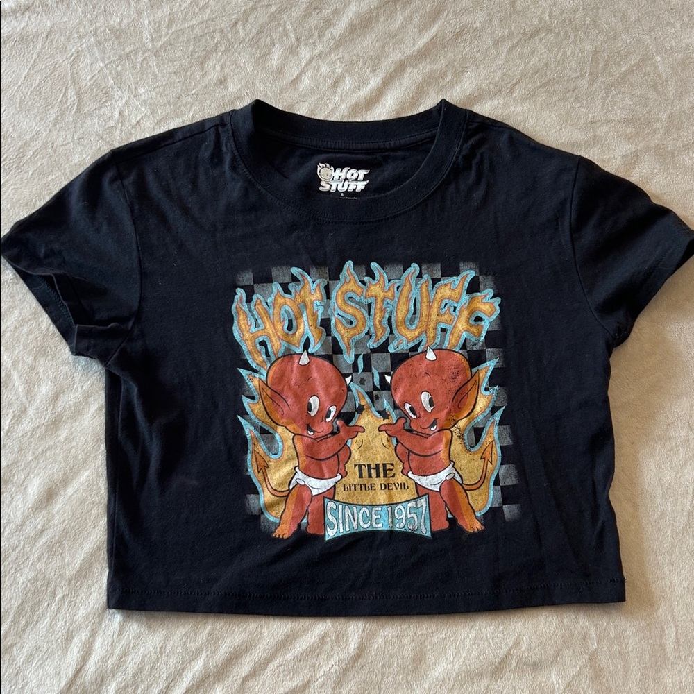 Women’s size small “hot stuff”, cropped T-shirt